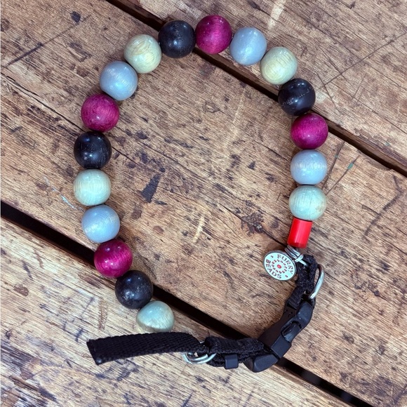 10” Furry Beads Pink, Grey and Green Dog Collar. - Picture 1 of 4